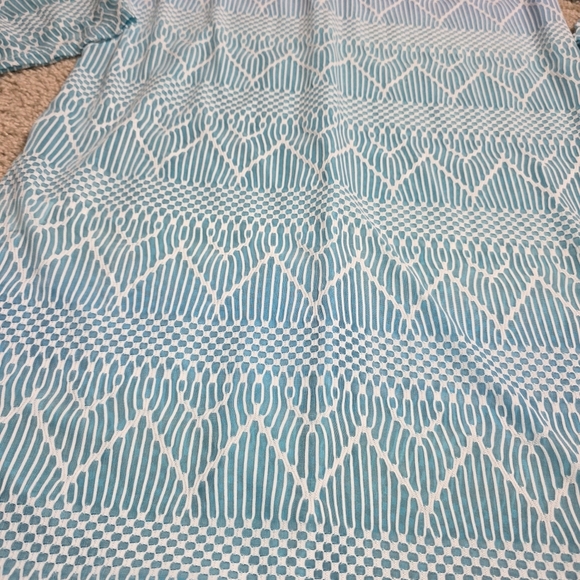 Portocruz Blue Ombré 3/4 Sleeve Lace Up Tunic Swimsuit Cover-up Beach Cruise XXL - Picture 4 of 11